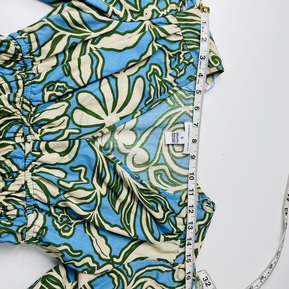Sincerely Jules Floral Mini Flare Dress Small Blue Green Floral Mini Dress Small - Picture 9 of 15